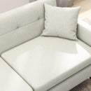 Beige Fabric 2 Seater Sofa with Storage Pockets and Steel Legs