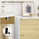 White and Oak Modern Storage Cupboard with Push-to-Open Doors