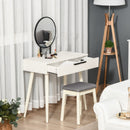 White Vanity Dressing Table Set with Mirror, Stool, and Organiser