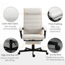 Cream White High-Back Swivel Office Chair with Footrest