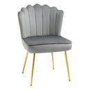 Grey Velvet Accent Chair with Gold Metal Legs - Modern Vanity Chair for Living Room, Bedroom, Home Office