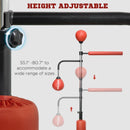 Red Freestanding Boxing Bag with Reflex Bar and Speed Balls