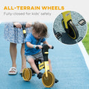 Yellow 4-in-1 Kids Tricycle with Adjustable Push Handle