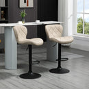 Swivel Bar Stools Set of 2, Light Khaki Breakfast Chairs with Backrest and Footrest