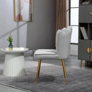 Grey Velvet Dining Chairs Set of 2 with Gold Metal Legs