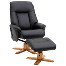 Black Faux Leather Massage Recliner with Footrest