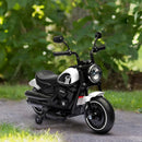 White 6V Electric Motorbike with Training Wheels, One-Button Start