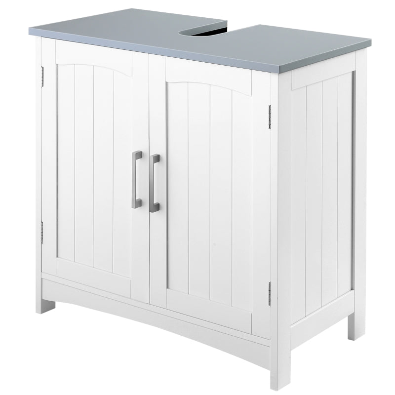 White Under Sink Storage Cabinet with Double Doors