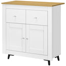 White Modern Sideboard Storage Cabinet with Double Doors and Drawers