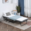 Portable Folding Guest Bed with 10cm Mattress and Metal Frame - Grey