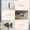 White Wardrobe with 2 Doors, 2 Drawers, Hanging Rail, Shelves - Bedroom Clothes Storage 89x50x185cm