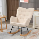 Beige Wingback Nursery Rocking Chair with Berber Fleece Seat