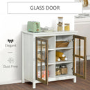 Distressed White Glass Door Storage Cabinet