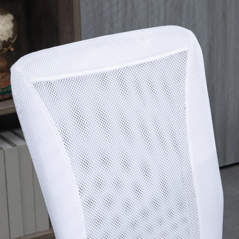 White Mesh Office Chair with Adjustable Height and Swivel Wheels
