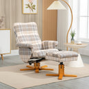 Multicolour Linen Swivel Recliner Chair Set with Storage