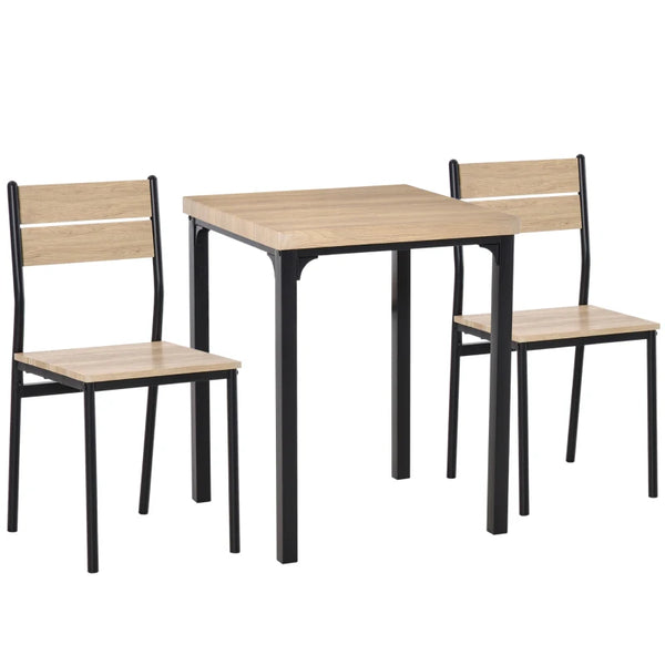 3-Piece Dining Set, Light Wood/Black