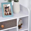Modern White Grey Bookcase with Drawer and 6 Shelves
