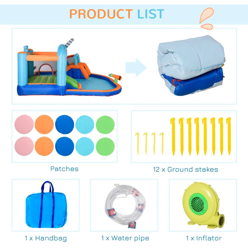 Narwhal Blue Kids Inflatable Bouncy Castle Set