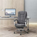 Grey Linen Swivel Office Chair with Reclining Backrest and Footrest