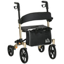 Gold Folding Rollator with Cane Holder and Seat