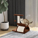 Brown Cat Tree with Rotating Top Bar, Scratching Post, Tunnel & Balls
