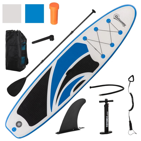 10.6' Inflatable Stand Up Paddle Board Kit - Blue, Non-Slip Deck, Adjustable Paddle, Pump, Backpack Bag