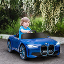 12V Kids Electric Ride-On Car - Blue BMW i4 Style