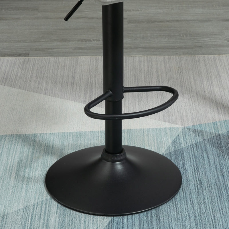 Light Grey Adjustable Swivel Bar Stools Set of 2 with Backrest