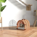 Orange Wicker Cat Carrier Basket with Soft Cushion - 37 x 28 x 29 cm