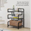 Black 3-Tier Printer Stand with Storage Shelves, 55 x 40 x 77cm - Home Office Printer Table