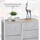 Grey 5-Drawer Linen Basket Storage Unit with Shelf - Metal Frame, Adjustable Feet