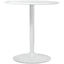 White Round Dining Table with Steel Base - Modern Small Dining Room Table