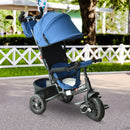 Blue 4-in-1 Kids Tricycle with Parent Handle, Canopy, and Safety Belt