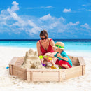 Wooden Sand Pit with Cover for Kids - Outdoor Sandbox Playset, Blue, 139.5 x 139.5 x 21.5 cm