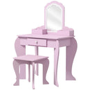 Kids Pink Cloud Vanity Set with Mirror, Stool, Drawer & Storage - Ages 3-6