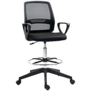 Black Mesh Drafting Chair with Adjustable Height and Footrest