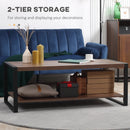 Brown Industrial Coffee Table with Shelf and Steel Frame, 120x60x45cm