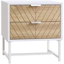 Modern White and Oak 2-Drawer Bedside Table with Metal Frame