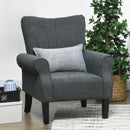 Grey Upholstered High Back Accent Chair with Rolled Arms and Wood Legs
