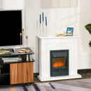 Modern Curved Electric Fireplace with LED Flames & Remote Control - Marble Stone Finish