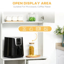White Freestanding Kitchen Storage Cabinet with Microwave Counter