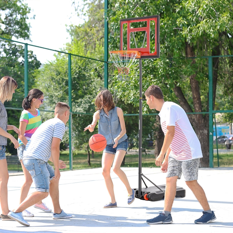 Adjustable Height Portable Basketball Hoop Stand with Sturdy Rim and Large Wheels - Black