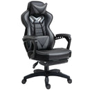 Grey Gaming Chair with Lumbar Support, Footrest, and Headrest