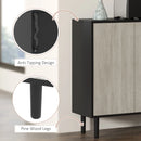 Black Kitchen Storage Cabinet with Adjustable Shelves and 4 Doors