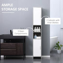 Grey Tall Bathroom Storage Cabinet with 2 Cupboards and Open Compartments