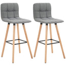 Grey Button-Tufted Counter Height Bar Stool Set of 2