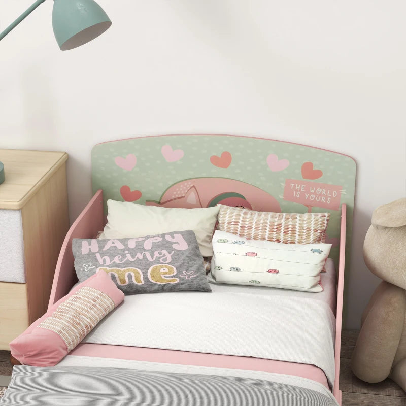 Kids Pink Toddler Bed Frame for Ages 3-6 Years