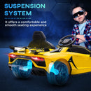 Yellow 12V Kids Electric Car with Butterfly Doors, Remote Control, Music, Horn, Suspension
