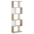 5-Tier Natural Wood S-Shaped Bookcase