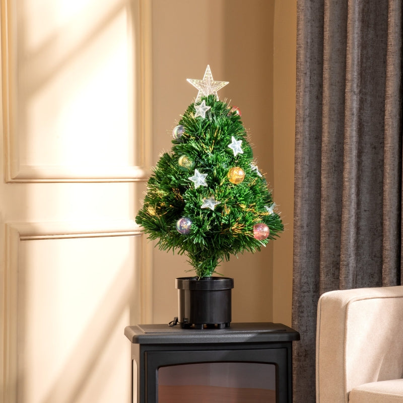 2FT Pre-lit Multicoloured Fibre Optic Christmas Tree with LED Lights - Green